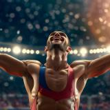 vecteezy ai generated athlete celebrating his victory in a track and 39190484