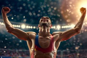 vecteezy ai generated athlete celebrating his victory in a track and 39190484